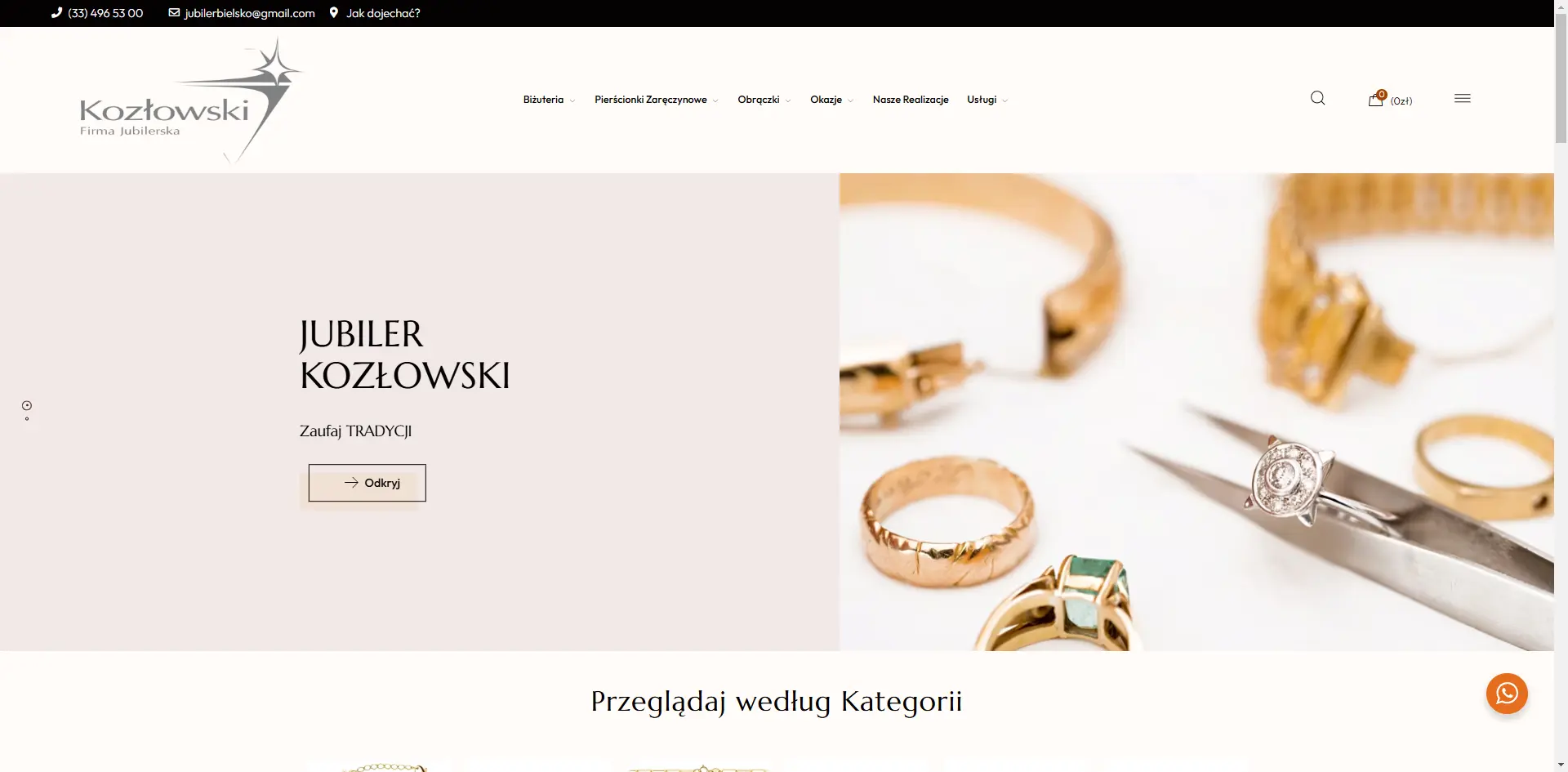 Projekt strony internetowej dla Jubiler Kozłowski – Woocommerce | CleanCode