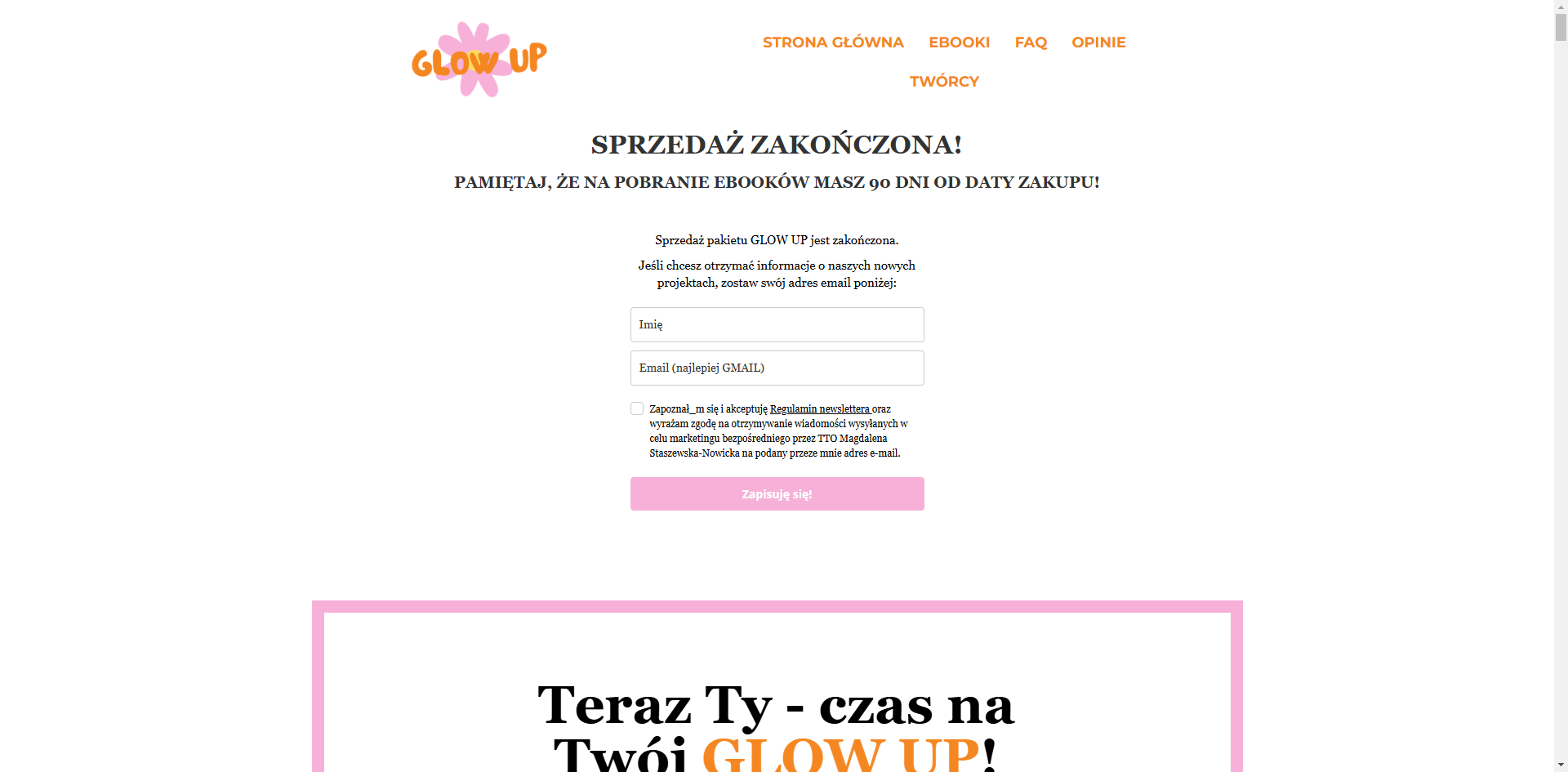 Projekt strony internetowej dla Glow UP – WordPress | CleanCode