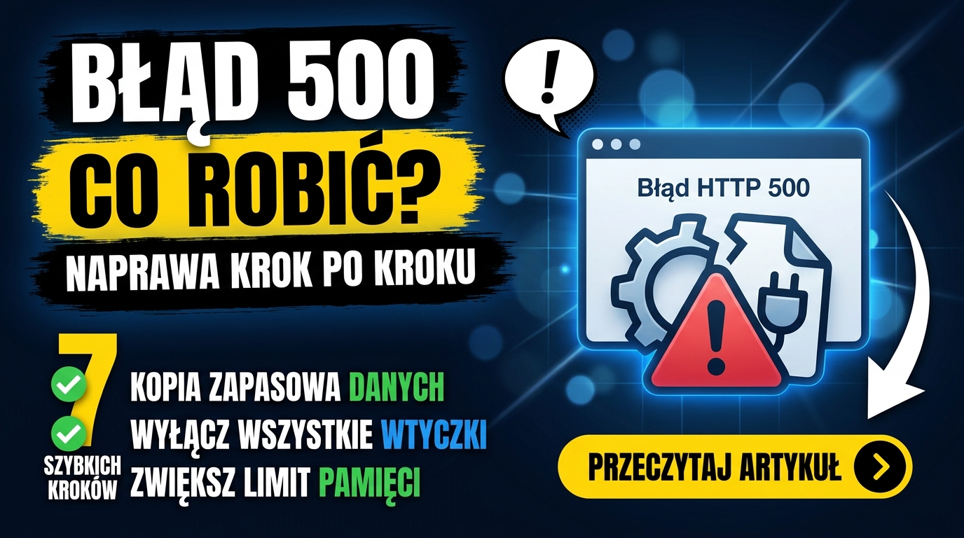 Błąd 500 WordPress na ekranie komputera