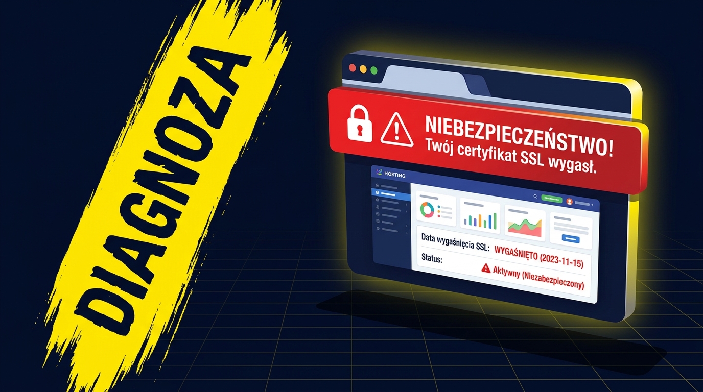Czerwone ostrzeżenie przeglądarki o błędzie SSL